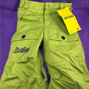 NEW Burton Entourage Kids Lime Green Dryride Snowboard Pants Medium